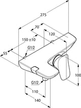 KLUDI AMBA Wannenfüll- und Brause-Einhandmischer DN 15 chrom – Wandmontage, autom. Umstellung
