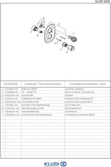 KLUDI 1926 Unterputz-Thermostatarmatur Feinbau-Set mit Absperrventil und Kristallgriff