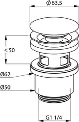 KLUDI PUSH-OPEN Ablaufventil für Waschtisch und Bidet mit Überlauf, chrom – 1042405-00