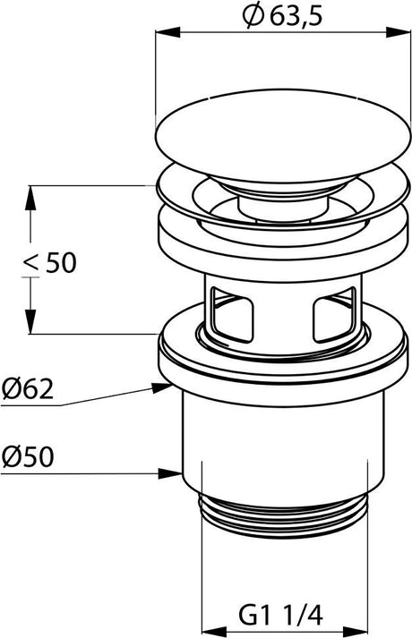 KLUDI PUSH-OPEN Ablaufventil für Waschtisch und Bidet mit Überlauf, chrom – 1042405-00
