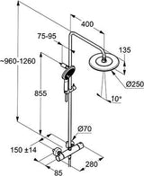 KLUDI FRESHLINE Thermostat Dual Shower System DN 15 – chrom, mit Kopf- und Handbrause