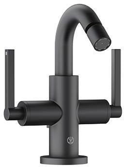 KLUDI NOVA FONTE Bidetarmatur PURISTIC Chrom – 2-Griff, 1-Loch, mit Ablaufgarnitur