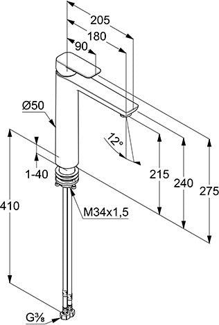 KLUDI PURE & STYLE Waschtisch-Einhandhebelmischer DN 10 mattschwarz – 1-Loch Montage, ohne Ablaufgarnitur