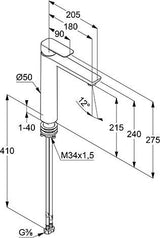 KLUDI PURE & STYLE Waschtisch-Einhandhebelmischer DN 10 mattschwarz – 1-Loch Montage, ohne Ablaufgarnitur