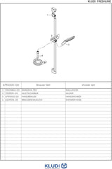 KLUDI FRESHLINE Brause-Set 3S L=600mm chrom – 3 Strahlarten, 1600mm Schlauch