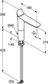 KLUDI AMBA Waschschüssel-Einhandmischer DN 15 chrom – Auslaufhöhe 213 mm, ohne Ablaufgarnitur