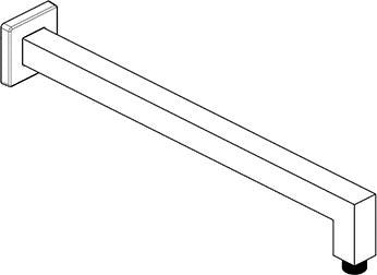 KLUDI A-QA Wand-Brausearm 400 mm eckig in Chrom – starre Wandmontage mit Rosette