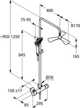 KLUDI FIZZ Thermostat Dual Shower System mit 3Kammer Kopfbrause chrom – Wandmontage, Verbrühschutz