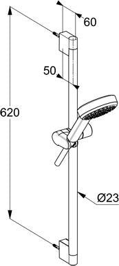 KLUDI DIVE S Brause-Set 1S 600 mm Chrom – Handbrause, Schlauch & Duschstange