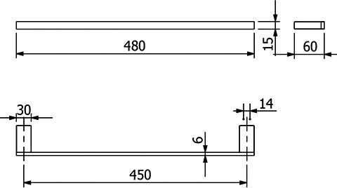 KLUDI VELA C Handtuchhalter 480 mm Chrom – Wandmontage, verdeckte Befestigung