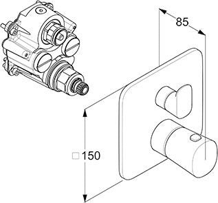 KLUDI SOUNA UP-Wannenfüll- und Brause-Thermostat chrom – Feinbau-Set mit Funktionseinheit