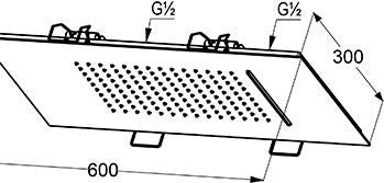 KLUDI ASANA Kopfbrause 600 x 300 mm Regen & Wasserfall Chrom – 2 Strahlarten, Deckeneinbau