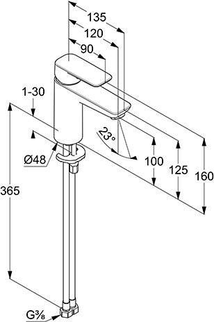 KLUDI PURE&STYLE SmartStart Waschtisch-Einhandmischer 100 DN 15, chrom – mit Kaltstart-Funktion