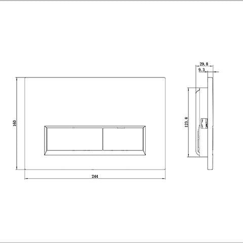 KLUDI UNIFIX Betätigungsplatte Eckig 244 x 160 mm Chrom – 2-Mengen-Spülung, Frontbedienung