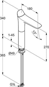 KLUDI AMBA Waschschüssel-Einhandmischer DN 15 chrom – Auslaufhöhe 273 mm, ohne Ablaufgarnitur