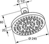 KLUDI A-QA ECO Tellerkopfbrause 200 mm chrom – Antikalk, 9 l/min, Kugelgelenk
