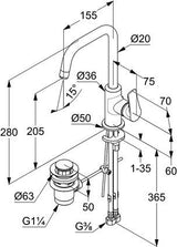 KLUDI PURE&SOLID Waschtisch-Einhandmischer DN 15 mit Metall-Ablaufgarnitur, chrom