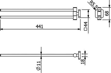 KLUDI VELA S Doppel-Handtuchstange 441 mm Chrom, 2-armig verstellbar, Wandmontage