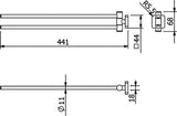KLUDI VELA S Doppel-Handtuchstange 441 mm Chrom, 2-armig verstellbar, Wandmontage