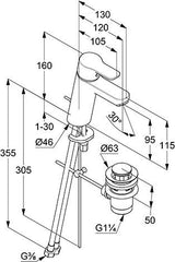KLUDI PURE & EASY Waschtisch-Einhandhebelmischer 100 mit Metall-Ablaufgarnitur, chrom