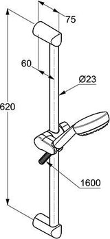 KLUDI LOGO 1S Brause-Set mit Wandstange 600 mm chrom – Handbrause, Schlauch & Halterung