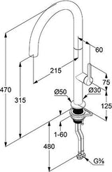 KLUDI-AUREA Spültisch-Einhandmischer mit seitlicher Bedienung in Chrom