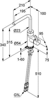 KLUDI E-GO Elektronischer Spültisch-Einhandmischer mit Netzstecker, L-Auslauf Chrom