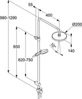 KLUDI DIVE S Dual Shower System DN 15 mit Hand- und Kopfbrause, chrom