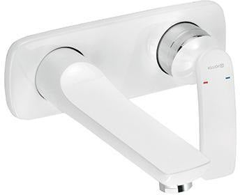 KLUDI BALANCE 2-Loch-Waschtisch-Wand-Einhandmischer, Ausladung 185 mm, weiß/chrom