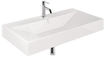 KLUDI-RESA Waschtisch 101 x 50 cm, 1 Hahnloch, Weiß glänzend, Wandhängend