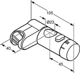 KLUDI A-QA s Drucktastengleitschieber für 23 mm Rohr chrom – Verstellbarer Brausegleiter