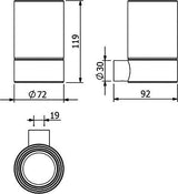 KLUDI VELA R Glashalter Chrom – Wandmontage mit Mattglas und verdeckter Befestigung