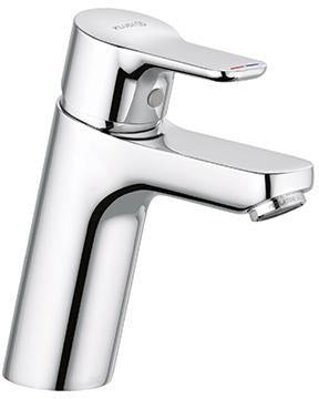 KLUDI PURE & EASY Waschtisch-Einhandhebelmischer 100 – ohne Ablaufgarnitur, chrom, mit Keramik-Kartusche und Temperaturbegrenzung