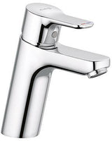 KLUDI PURE & EASY Waschtisch-Einhandhebelmischer 100 – ohne Ablaufgarnitur, chrom, mit Keramik-Kartusche und Temperaturbegrenzung