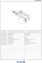KLUDI AMBA Unterputz-Waschtisch-Wand-Einhandmischer DN 15 chrom – Fertigmontageset, Ausladung 180 mm