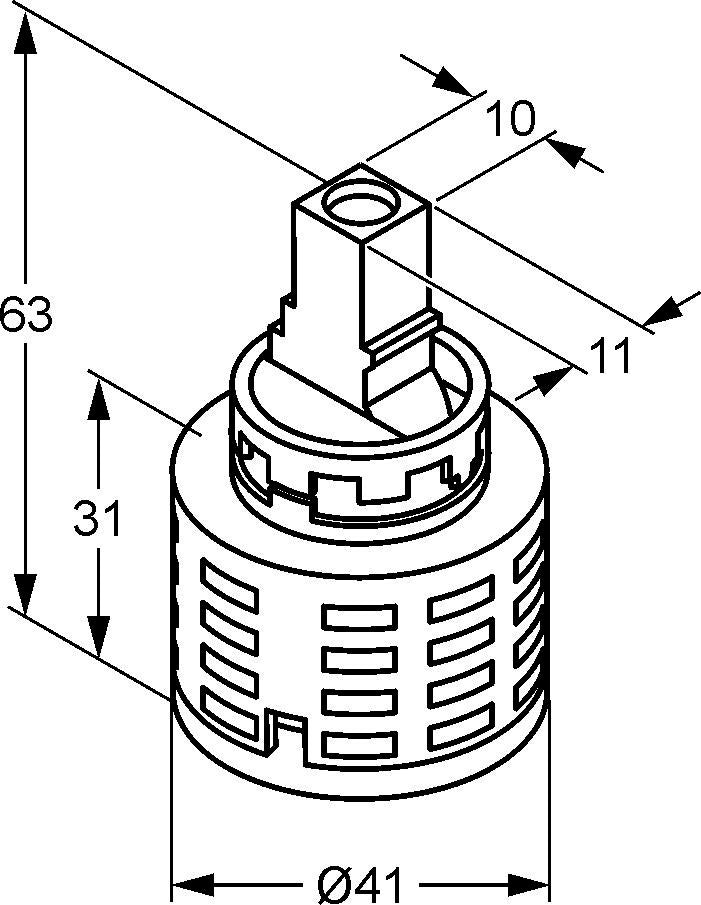KLUDI Ersatzteil 56992 Steuereinheit 41 mm mit keramischen Scheiben und Heißwasserbegrenzung