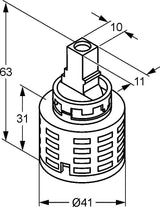 KLUDI Ersatzteil 56992 Steuereinheit 41 mm mit keramischen Scheiben und Heißwasserbegrenzung
