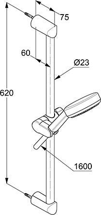 KLUDI DIVE S Brause-Set 1S mit Wandstange 600 mm chrom – Handbrause, Schlauch & Halterung