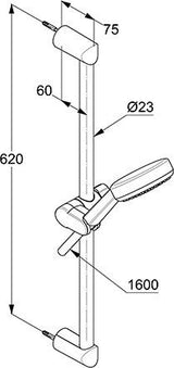 KLUDI DIVE S Brause-Set 1S mit Wandstange 600 mm chrom – Handbrause, Schlauch & Halterung