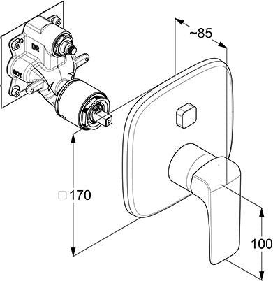 KLUDI AMEO Unterputz-Wannen- und Brausearmatur mit Push & Switch Funktion, chrom