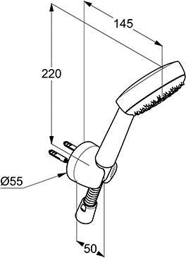 KLUDI LOGO 1S Wannen-Brause-Set mit Schlauch chrom – Antikalksystem, 1250 mm