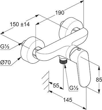 KLUDI-X1 Brause-Einhandmischer eigensicher chrom – Wandmontage, DN 15, Rückflusssicherung