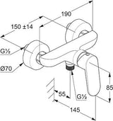 KLUDI-X1 Brause-Einhandmischer eigensicher chrom – Wandmontage, DN 15, Rückflusssicherung