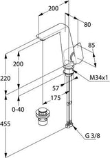 KLUDI AMEO Waschtisch-Einhandmischer DN 15 mit seitlicher Bedienung und Push-Open Ablaufgarnitur, chrom
