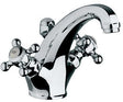 KLUDI 1926 Waschtischarmatur mit Ablaufgarnitur, Ausladung 140 mm, Chrom – Zweigriffbatterie