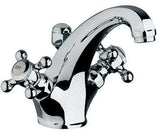 KLUDI 1926 Waschtischarmatur mit Ablaufgarnitur, Ausladung 140 mm, Chrom – Zweigriffbatterie