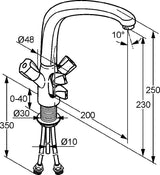 KLUDI STANDARD Spültisch-Multi-Armatur DN 15, 200 mm Auslauf, 2 Multianschlüsse, Chrom