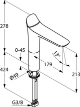 KLUDI AMBA Waschschüssel-Einhandmischer DN 15 chrom – Auslaufhöhe 213 mm, ohne Ablaufgarnitur