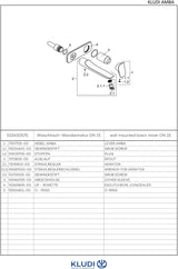 KLUDI AMBA Unterputz-Waschtisch-Wand-Einhandmischer 2-Loch chrom Ausladung 226 mm