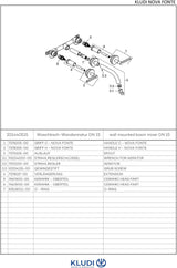 KLUDI NOVA FONTE 3-Loch-Waschtischarmatur PURISTIC UP-Wandmontage 180 mm chrom